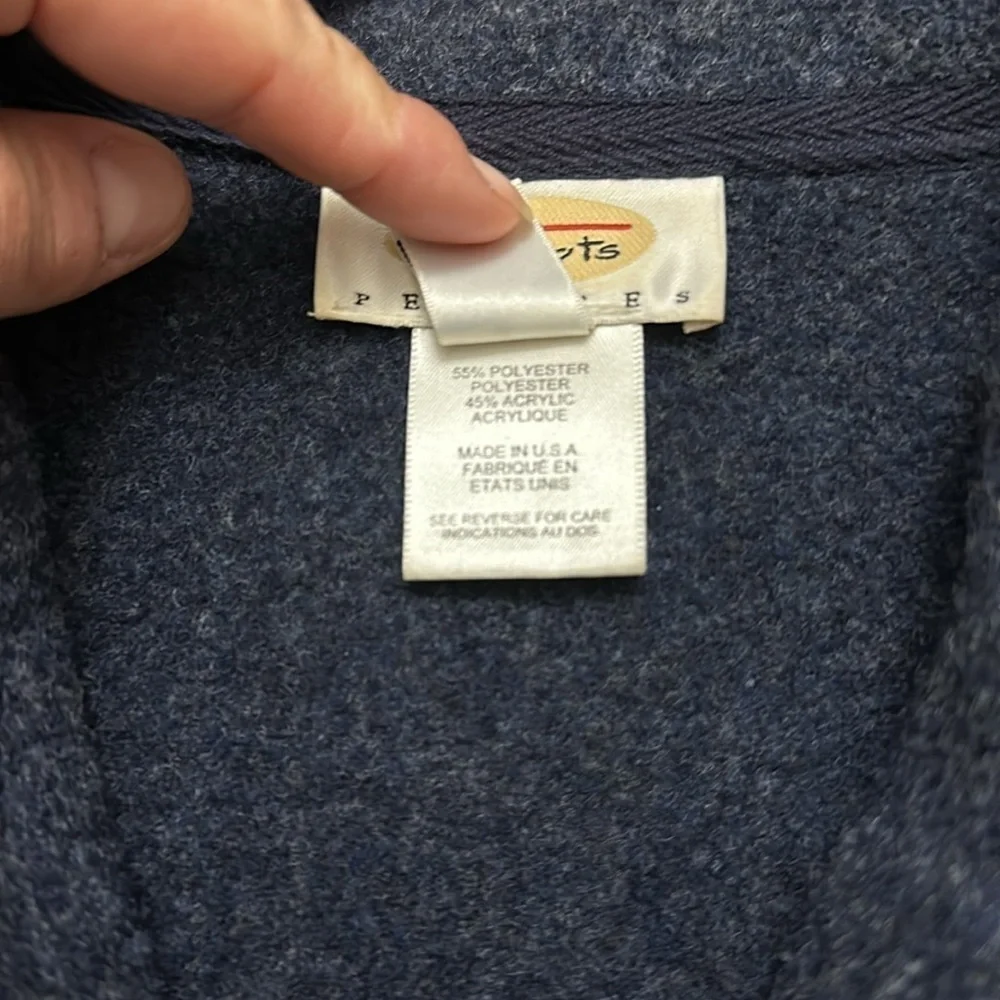 Talbots Medium Petite Zip Up Navy Sweater - Picture 3 of 4